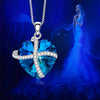 Shinning Vivid Austrian Sleek Heart Pav'e Lining Necklace in 14K White Gold - 3 Options Available