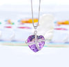 Shinning Vivid Austrian Sleek Heart Pav'e Lining Necklace in 14K White Gold - 3 Options Available