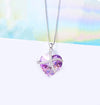 Shinning Vivid Austrian Sleek Heart Pav'e Lining Necklace in 14K White Gold - 3 Options Available