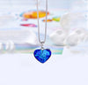 Aruba Blue Austrian Elements Heart Shaped Necklace in 14K White Gold