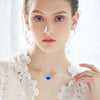 Aruba Blue Austrian Elements Heart Shaped Necklace in 14K White Gold