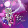 Purple and Pink Austrian Elements Heart Shaped Necklace in 14K White Gold