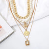 4 Piece Choker Pearl Chain Necklace Set in 14K Gold Plated