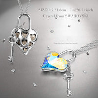 Aurora Borealis Key to my Heart Pendant Necklace