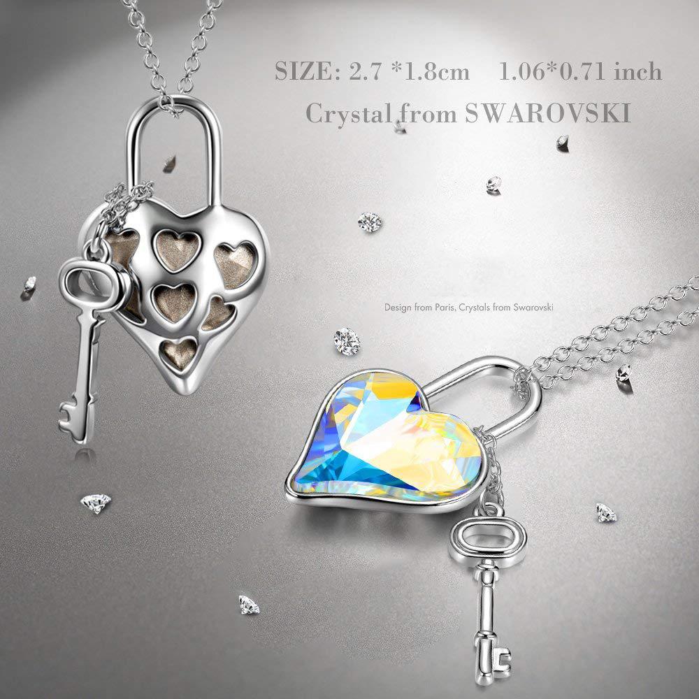 Aurora Borealis Key to my Heart Pendant Necklace