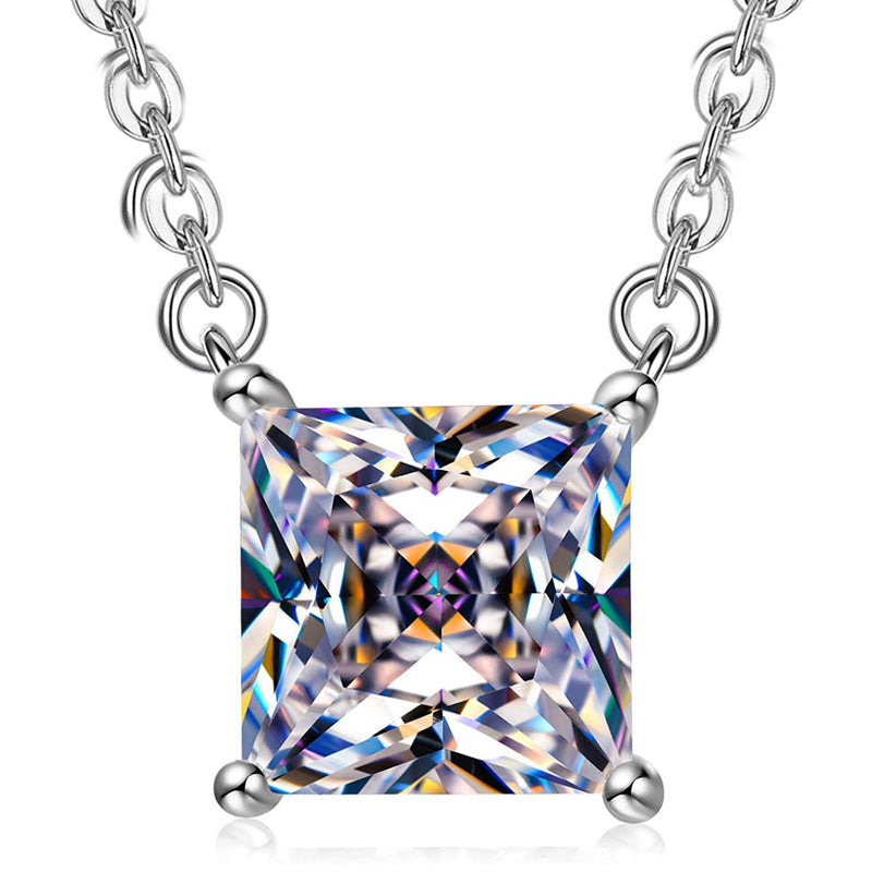 Classic Sqaure Cut Diamond Created Necklace