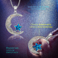Aurora Borilles Cresent Moon and Star Necklace
