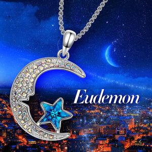 Aurora Borilles Cresent Moon and Star Necklace