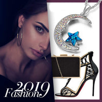 Aurora Borilles Cresent Moon and Star Necklace