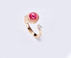 Twisted Pink Austrian Elements Circular Halo Adjustable Ring