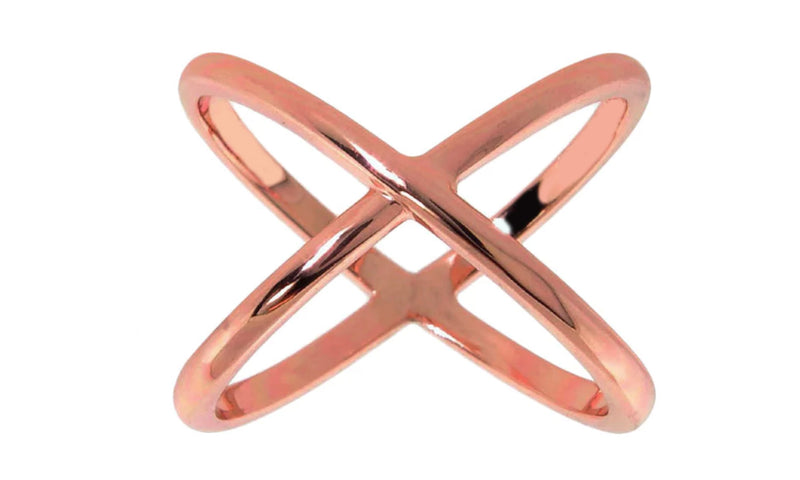 X Cross Ring in 18K Rose Gold Plated