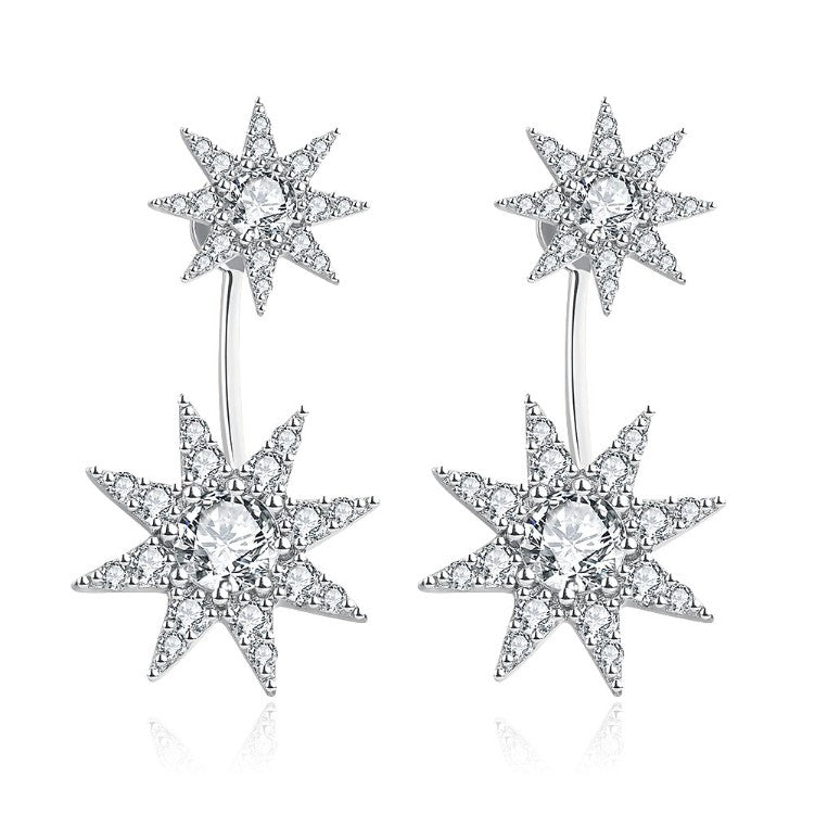 Starburst Swarovski Crystal Double Earrings
