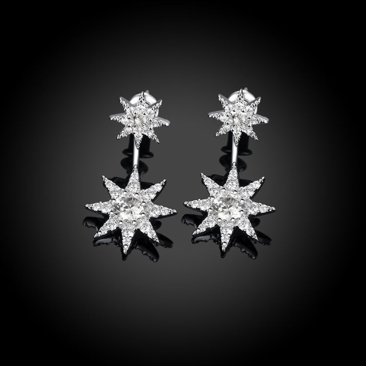 Starburst Swarovski Crystal Double Earrings