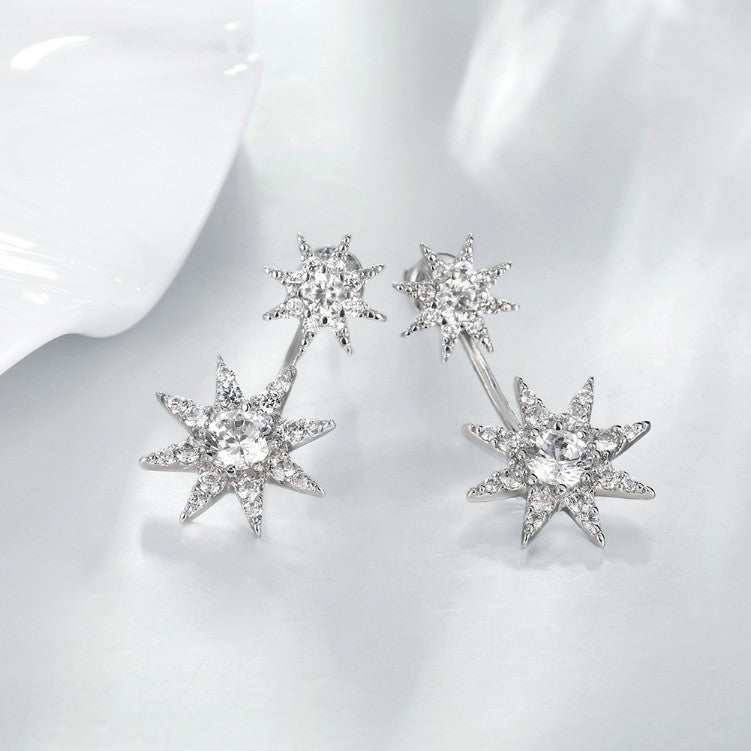 Starburst Swarovski Crystal Double Earrings
