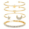 4 Piece Celestial Bangle Set With  Crystals 18K Gold Plated Bracelet