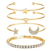 4 Piece Celestial Bangle Set With Austrian Crystals 18K Gold Plated Bracelet