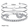 4 Piece Celestial Bangle Set With Austrian Crystals 18K White Gold Plated Bracelet