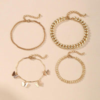 4 Piece Chain and Butterfly Bracelet Set 18K Gold Plated Bracelet