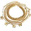 4 Piece Chain and Butterfly Bracelet Set 18K Gold Plated Bracelet