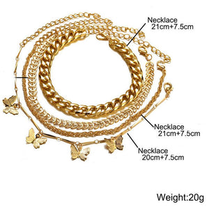 4 Piece Chain and Butterfly Bracelet Set 18K Gold Plated Bracelet