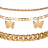 3 Piece Chain and Butterfly Bracelet Set 18K Gold Plated Bracelet