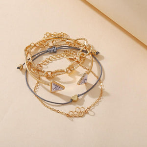 4 Piece Chain Bracelet Set 18K Gold Plated Bracelet