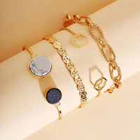 4 Piece Medallion Bracelet Set 18K Gold Plated Bracelet