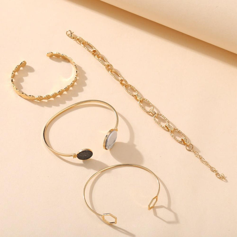 4 Piece Medallion Bracelet Set 18K Gold Plated Bracelet