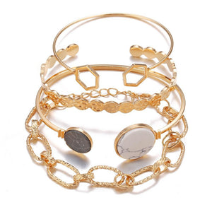 4 Piece Medallion Bracelet Set 18K Gold Plated Bracelet