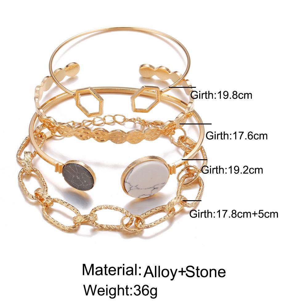 4 Piece Medallion Bracelet Set 18K Gold Plated Bracelet