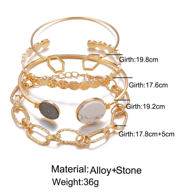 4 Piece Medallion Bracelet Set 18K Gold Plated Bracelet