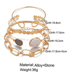 4 Piece Medallion Bracelet Set 18K Gold Plated Bracelet