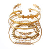 7 Piece Geometric Bangle Set With Austrian Crystals 18K Gold Plated Bracelet