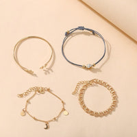 4 Piece Roman Bracelet Set With Crystals 18K Gold Plated Bracelet