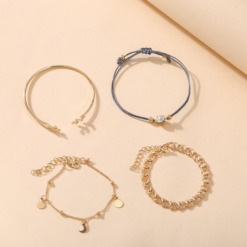 4 Piece Roman Bracelet Set With Crystals 18K Gold Plated Bracelet