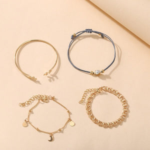 4 Piece Roman Bracelet Set With  Crystals 18K Gold Plated Bracelet