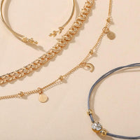 4 Piece Roman Bracelet Set With Crystals 18K Gold Plated Bracelet