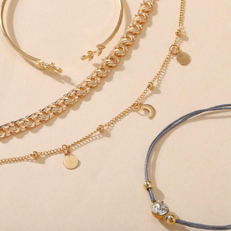 4 Piece Roman Bracelet Set With Crystals 18K Gold Plated Bracelet