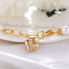 2 Piece Heart and Pearl Bracelet Set 18K Gold Plated Bracelet