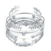 6 Piece Geometric Bangle Set With Austrian  Crystals 18K White Gold Plated Bracelet