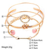 4 Piece Pink Bracelet Set With  Crystals 18K Gold Plated Bracelet