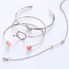 4 Piece Pink Bracelet Set With Crystals 18K White Gold Plated Bracelet