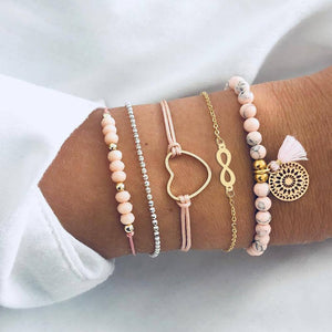 5 Piece Infinity Bracelet Set 18K Gold Plated Bracelet