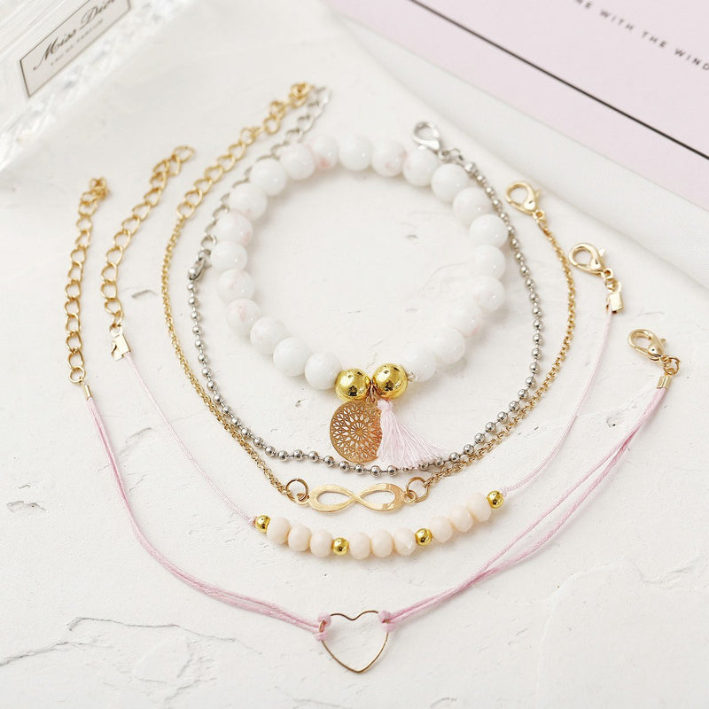 5 Piece Infinity Bracelet Set 18K Gold Plated Bracelet