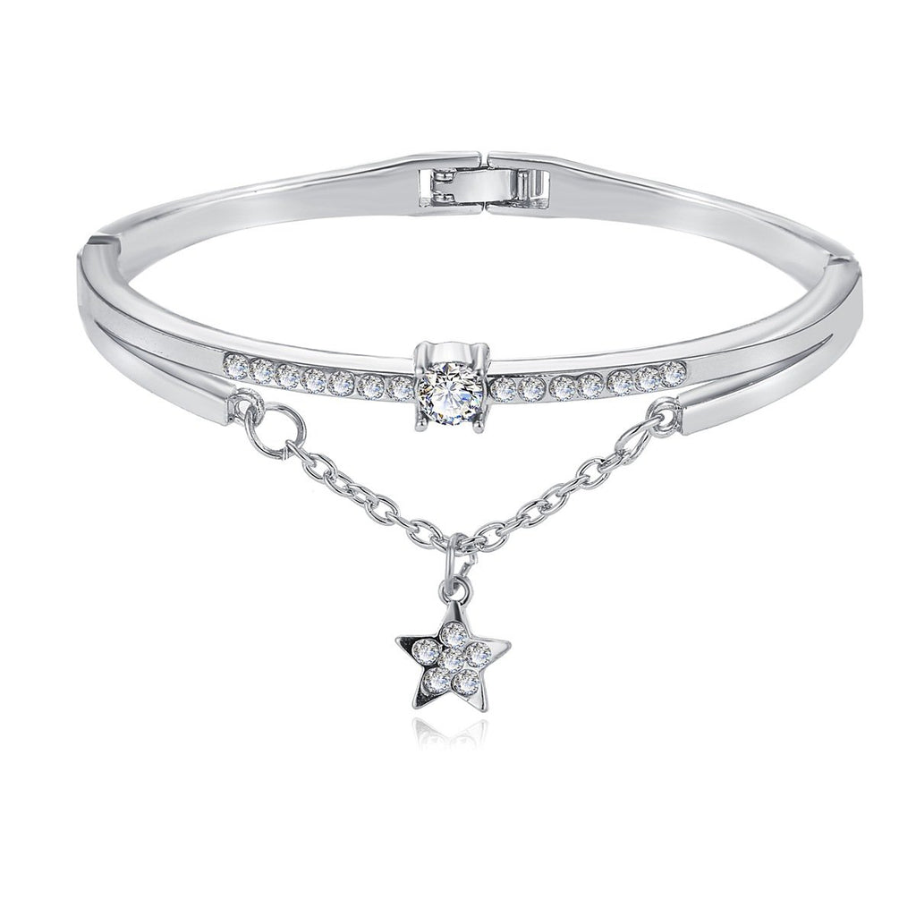 Star Drop With Austrian Crystals 18K White Gold Plated Bracelet