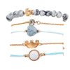 5 Piece Blue Turtle Bracelet Set With Crystals 18K White Gold Plated Bracelet