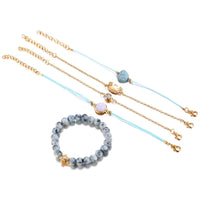 5 Piece Blue Turtle Bracelet Set With Austrian Crystals 18K White Gold Plated Bracelet