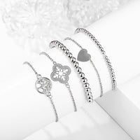 5 Piece Blue Bohemian Tree of Life Bracelet Set 18K White Gold Plated Bracelet