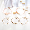 5 Piece Pink Global Tassell Bracelet Set 18K Rose Gold Plated Bracelet