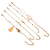 5 Piece Pink Global Tassell Bracelet Set 18K Rose Gold Plated Bracelet